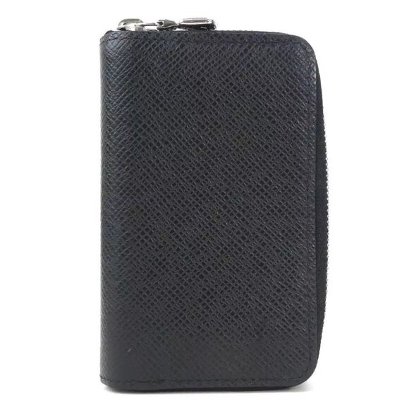 Auth LOUIS VUITTON Taiga Zippy Coin Purse Case Black Leather - Picture 1 of 10